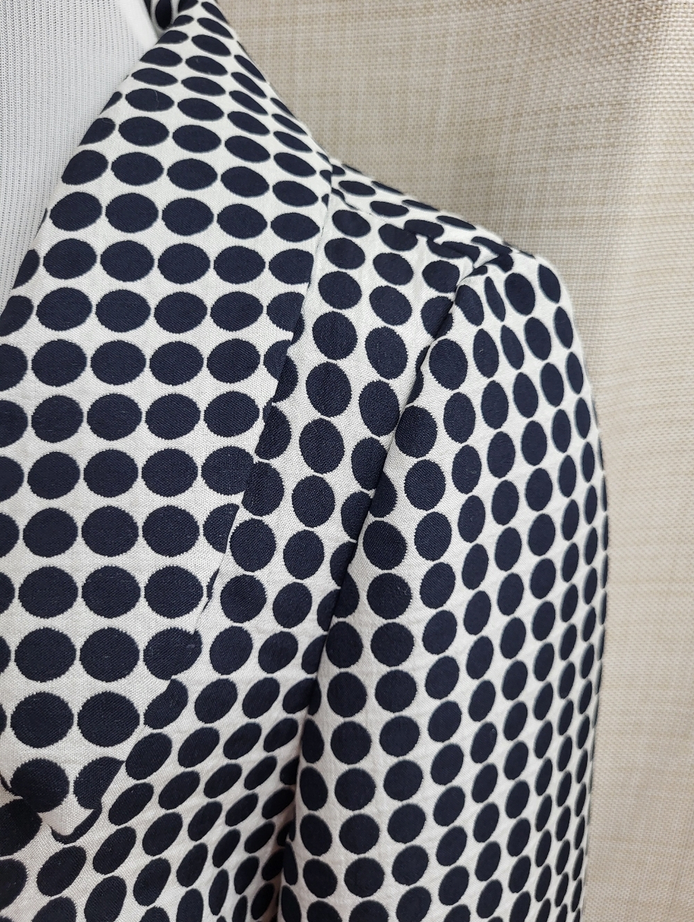 Scott Taylor Women's Blazer Jacket Black White Polka Dot 3/4 Button Front Size L - Picture 6 of 11